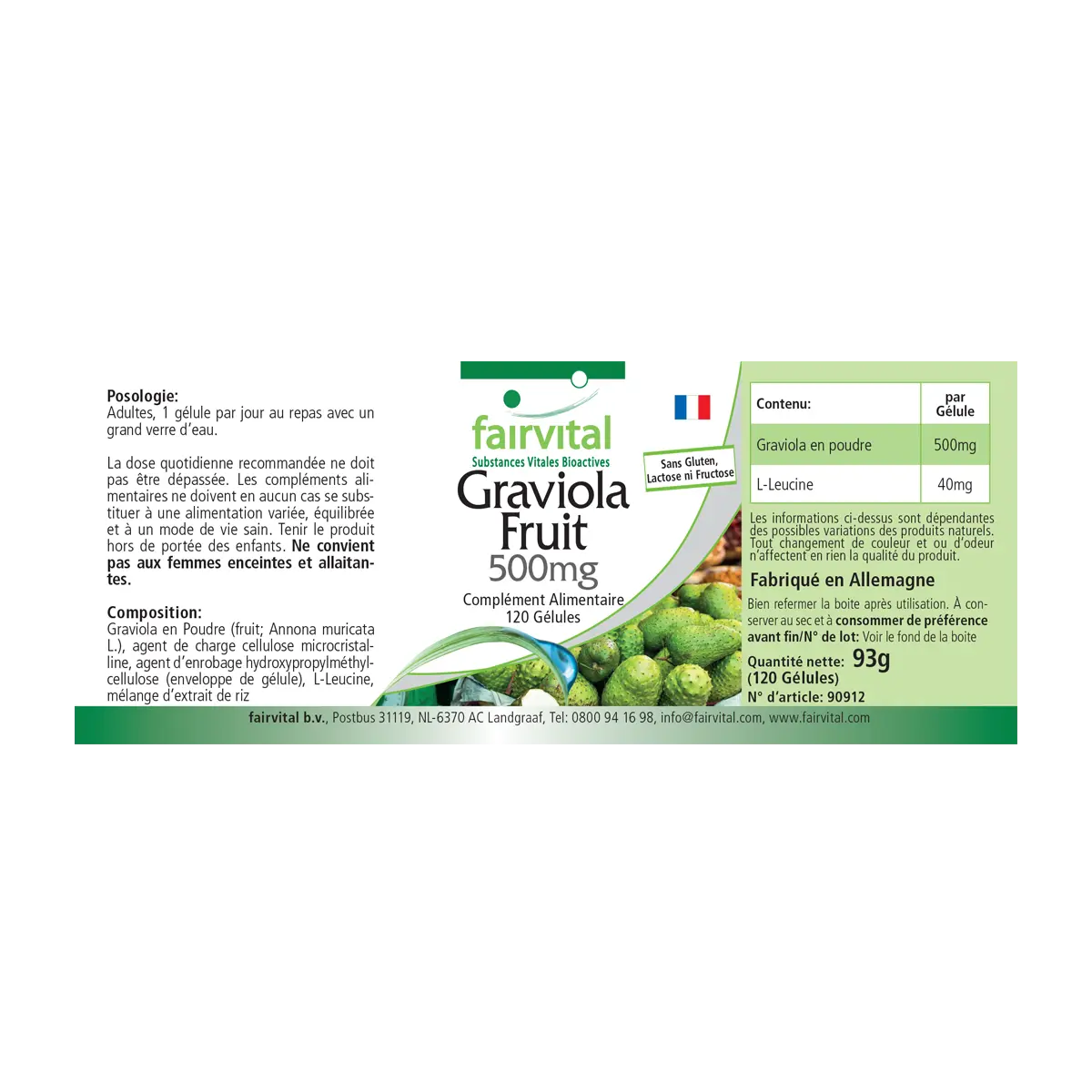 Graviola Frucht 500mg - 120 Kapseln - Hochdosiert und Vegan | Fairvital