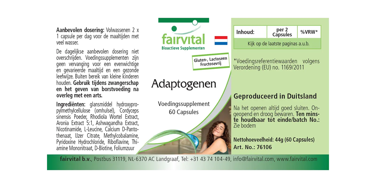 Adaptogene - 60 Kapseln - mit Ashwagandha, Eisen, B-Vitaminen uvm. - Für Immunsystem, gegen Müdigkeit - Vegan | Fairvital