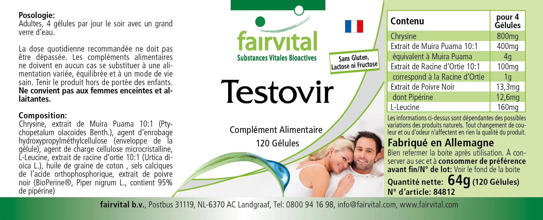 Testovir - 120 Kapseln - mit Muira Puama, Chrysin & Bioperin - Hochdosiert und Vegan | Fairvital