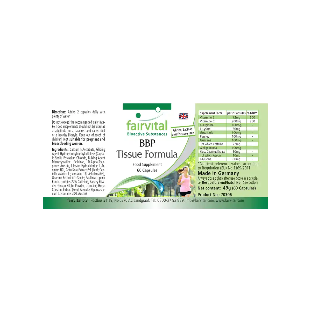 BBP Gewebe Formel - 60 Kapseln - mit Vitamin E, Vitamin C - für Immunsystem, Kollagen uvm. - Vegan | Fairvital