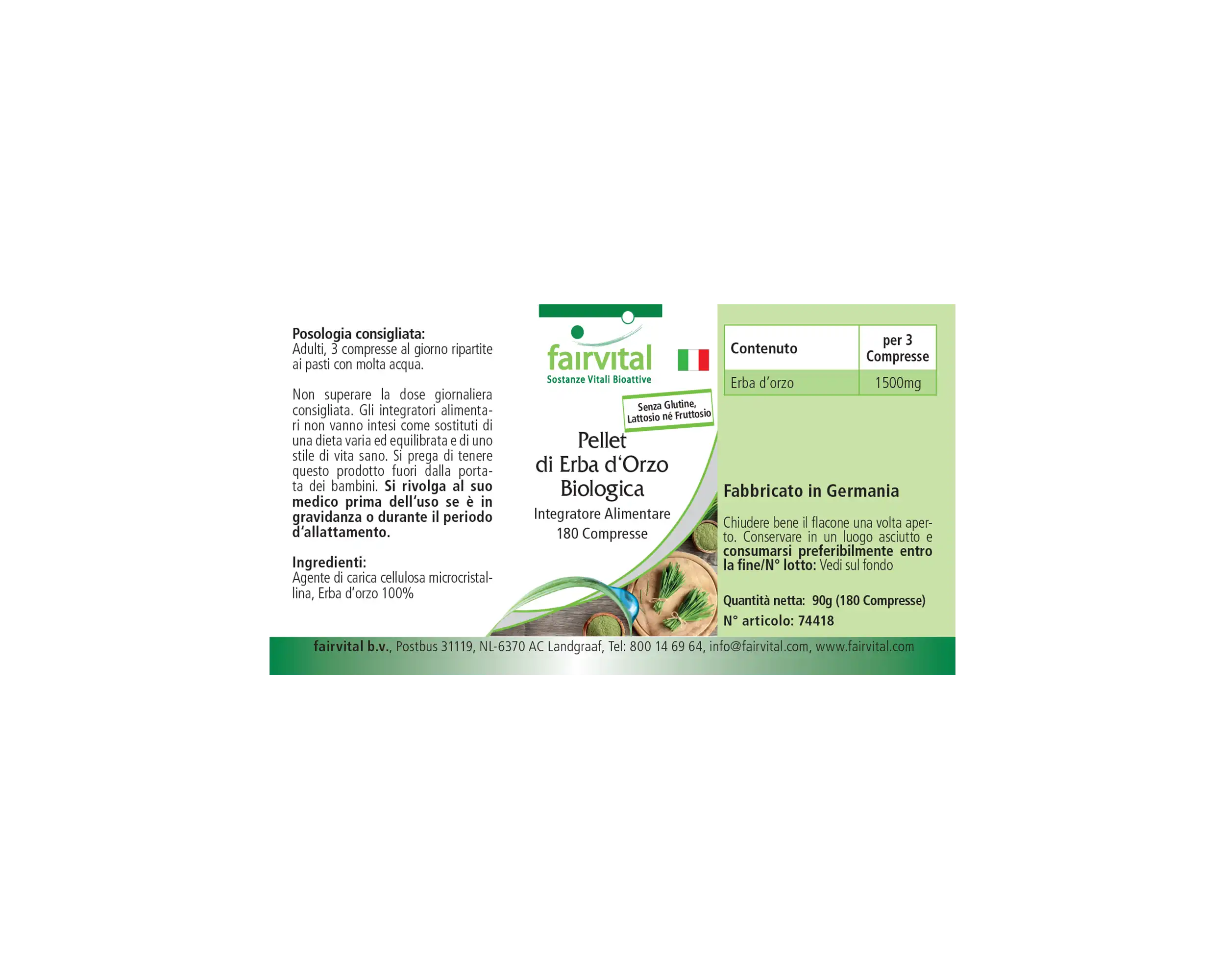 Bio Gerstengras Presslinge - 180 Tabletten  - Hoch bioverfügbar - Hochdosiert und Vegan | Fairvital