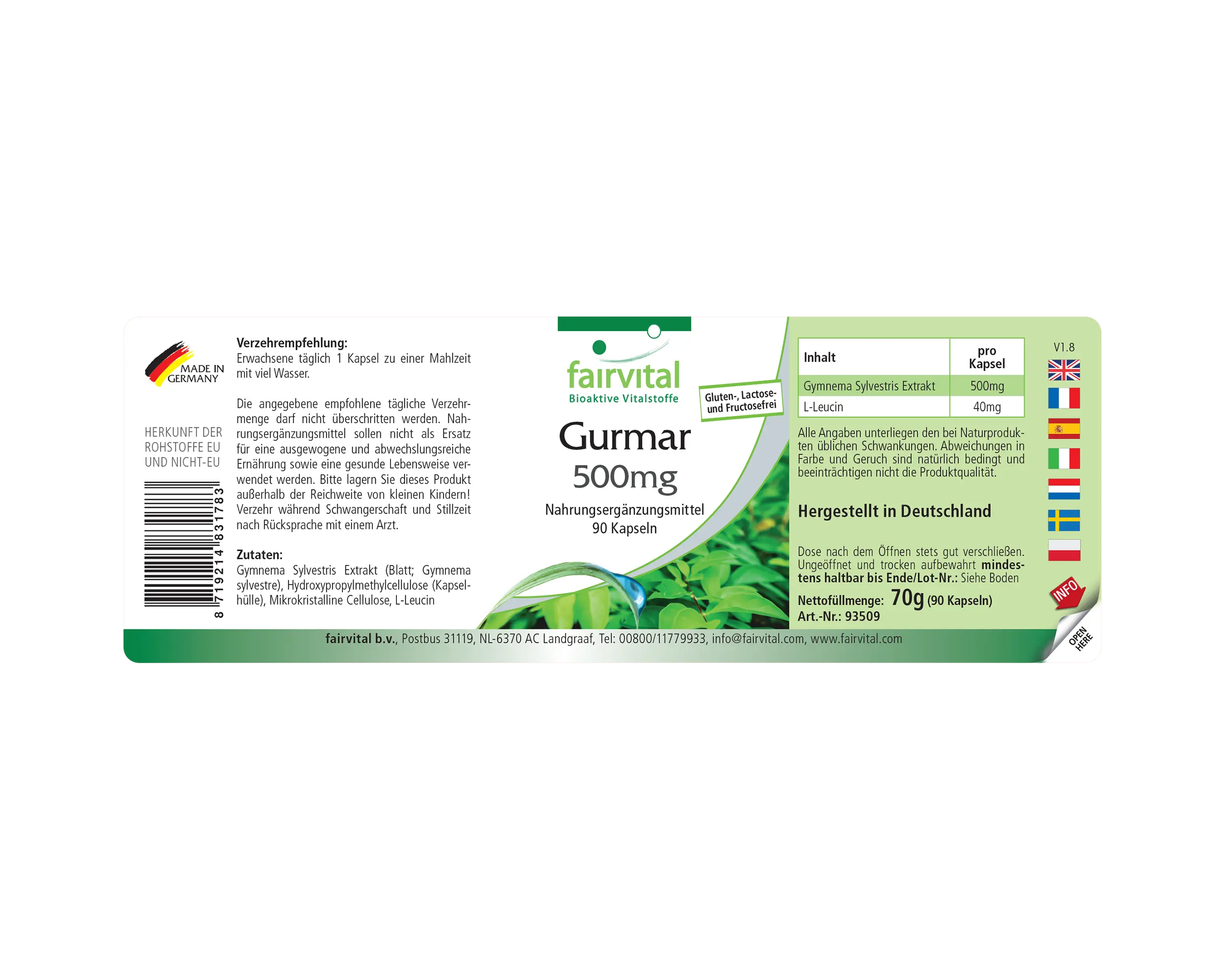 Gurmar 500mg - Gymnema Sylvestre - 90 Kapseln - vegan | Fairvital