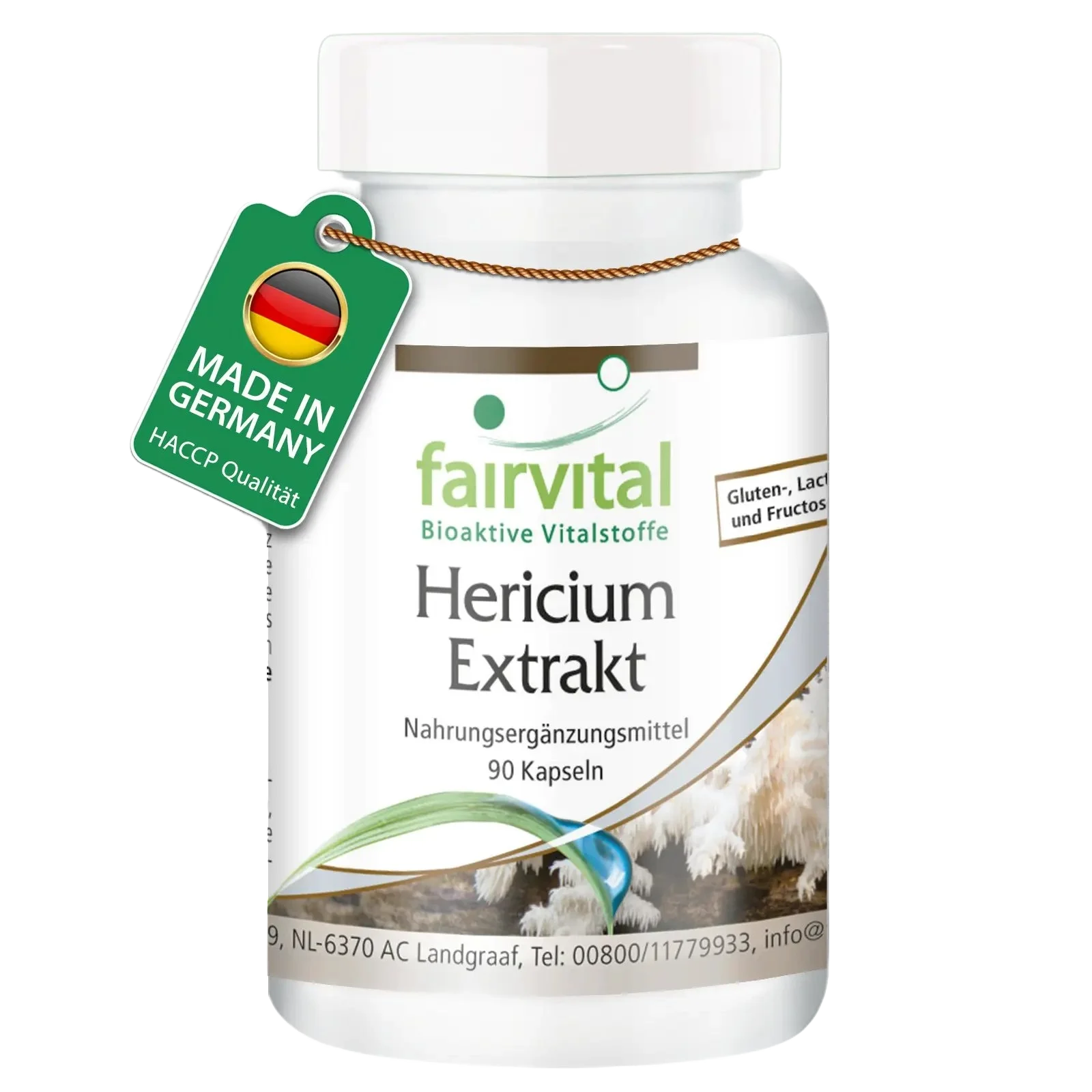 Hericium Extrakt 500mg  - 90 Kapseln - Hericium erinaceus (Igelstachelbart) - 30% Polysaccharide - Vegan | Fairvital