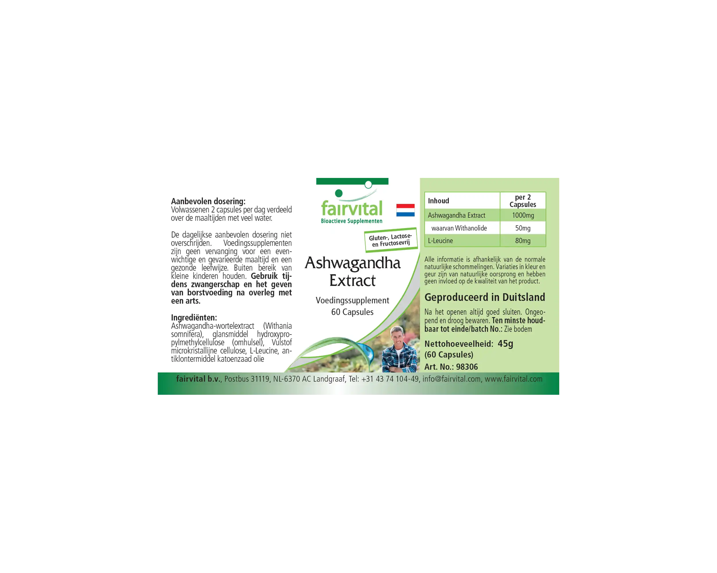 Ashwagandha Extrakt - 60 Kapseln  - Hochdosiert und Vegan | Fairvital