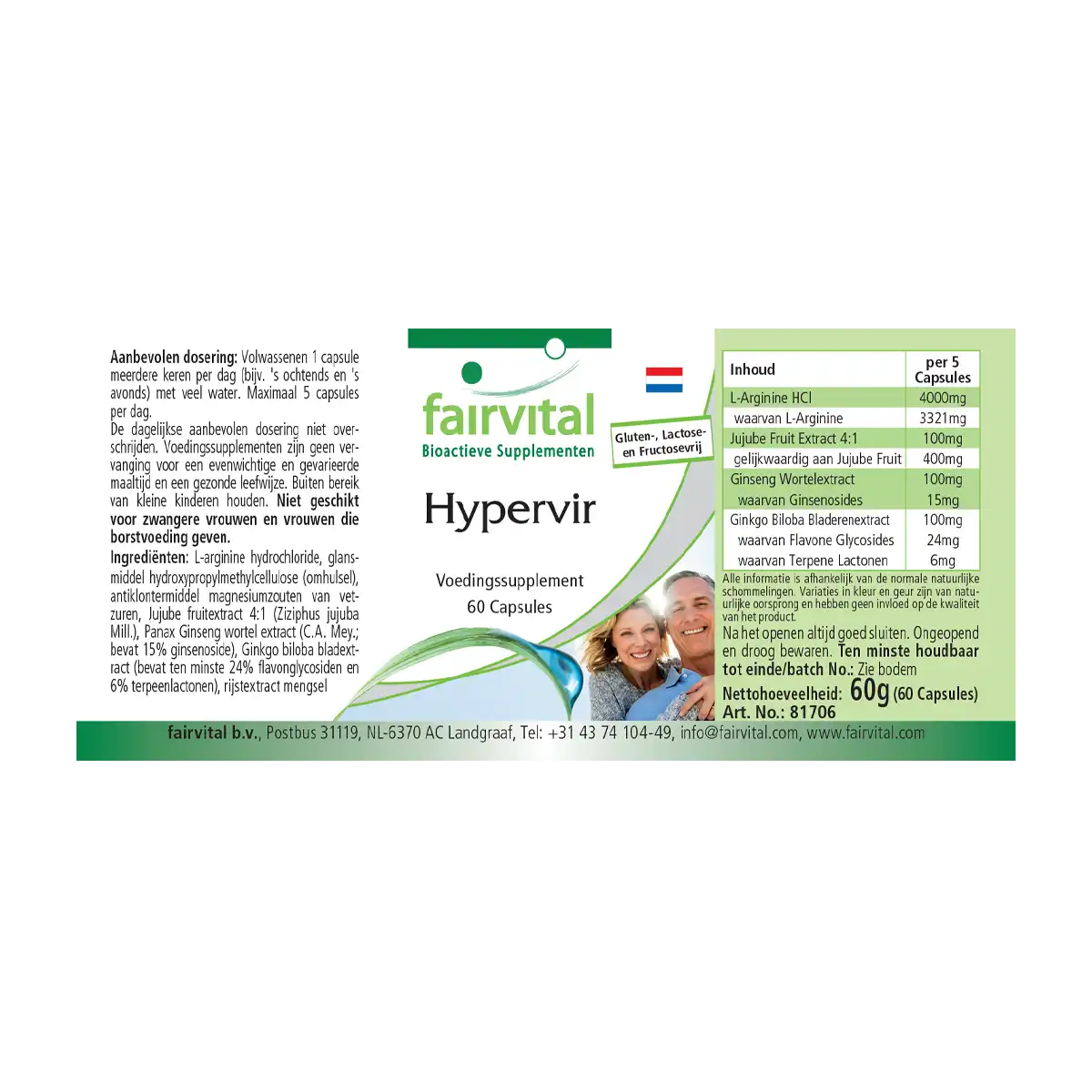 Hypervir - 60 Kapseln - mit Gingko & Ginseng - Hochdosiert und Vegan | Fairvital