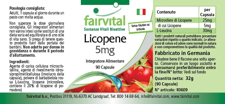 Lycopin 5mg - 90 Kapseln - aus Tomatenextrakt - Hochdosiert und Vegan | Fairvital