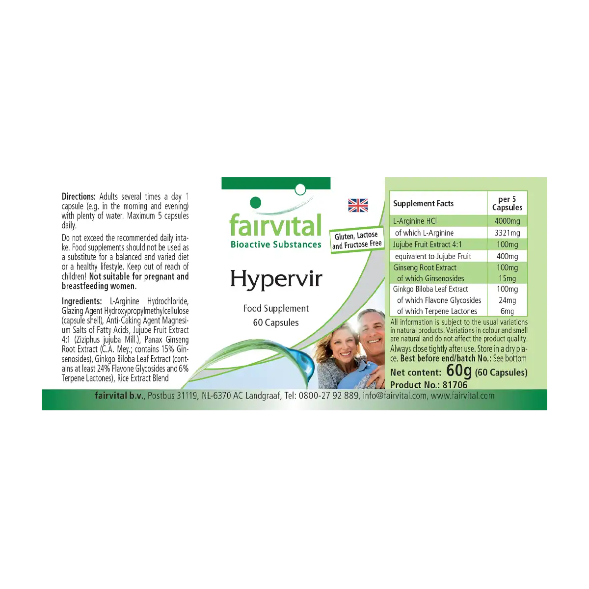 Hypervir - 60 Kapseln - mit Gingko & Ginseng - Hochdosiert und Vegan | Fairvital
