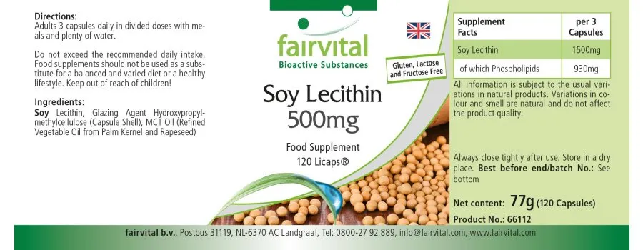Soja-Lecithin 500mg - 120 LiCaps® - Hochdosiert und Vegan | Fairvital