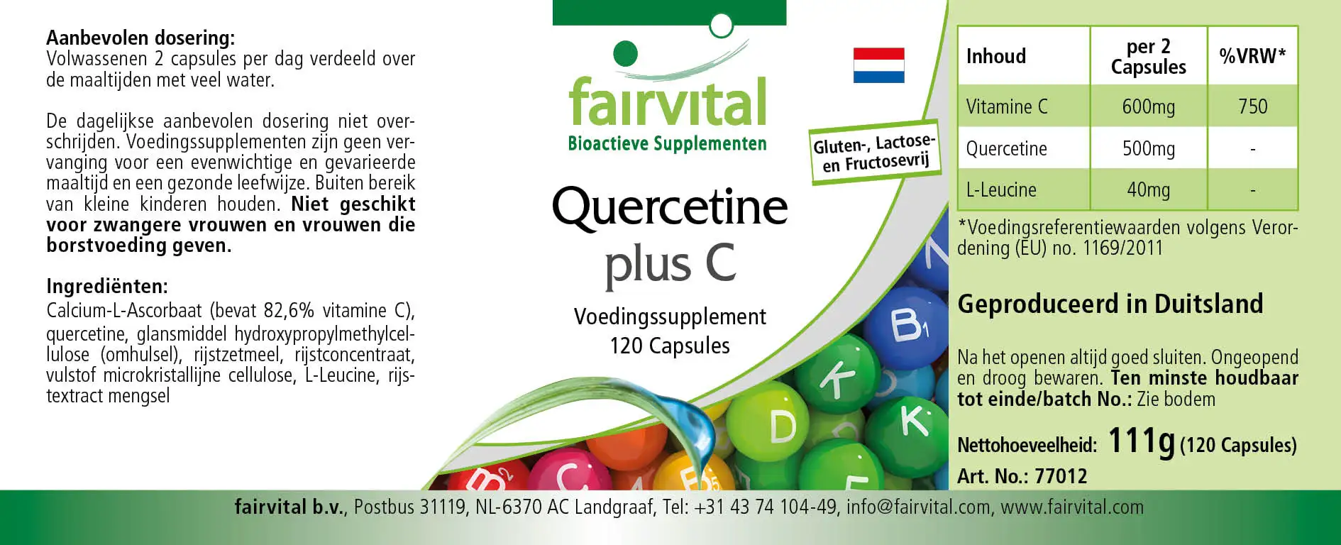 Quercetin plus C -  120 Kapseln - mit Vitamin C - für Immunsystem, Kollagenbildung uvm. | Fairvital