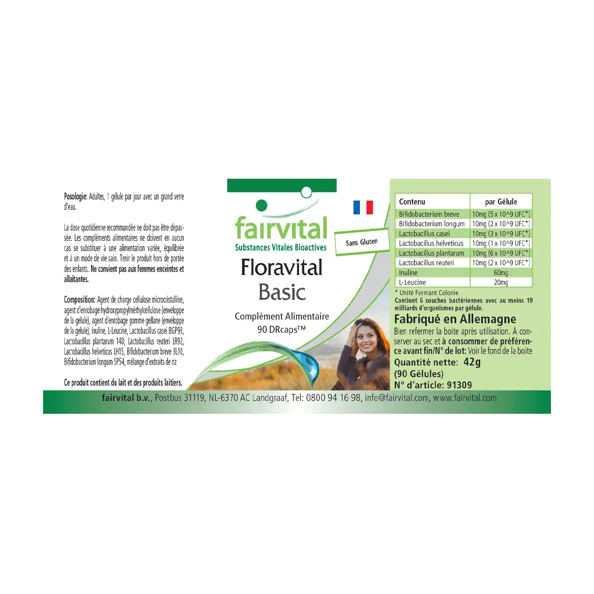 Floravital Basic  - 90 Kapseln - mit Inulin - Lactobacillus & Bifidobakterien | Fairvital