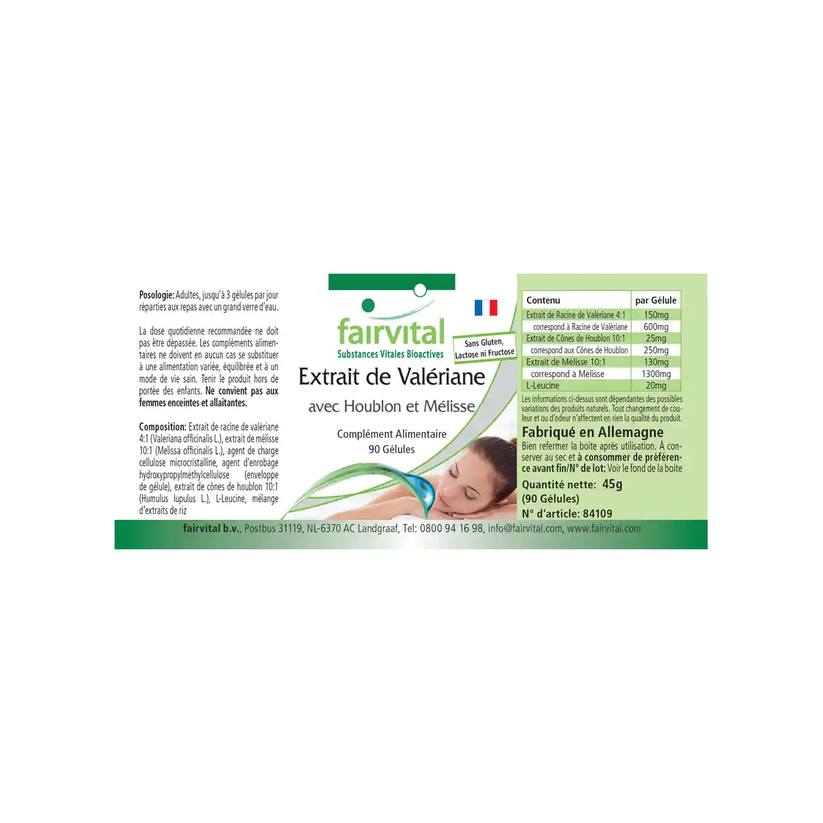 Baldrian Komplex mit Hopfen und Melisse - 90 Kapseln - Hochdosiert und Vegan | Fairvital Baldrian Komplex mit Hopfen und Melisse - 90 Kapseln - Hochdosiert und Vegan | Fairvital