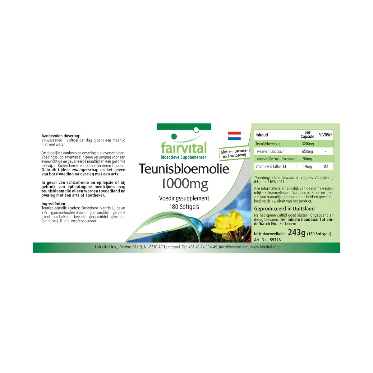 Nachtkerzenöl 1000mg - 180 Softgels - Omega-6-Fettsäuren - Hochdosiert | Fairvital
