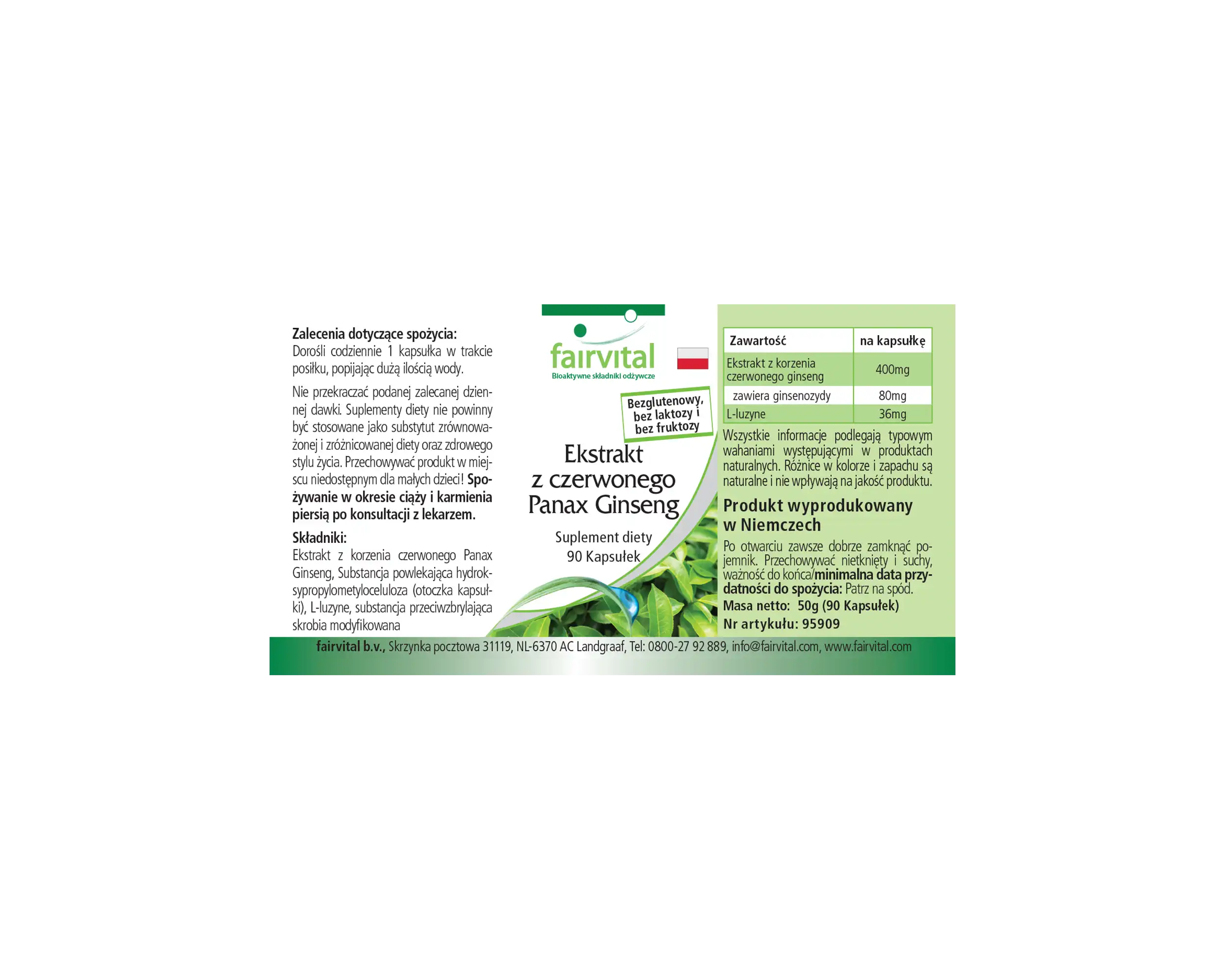 Roter Panax Ginseng Extrakt 400mg- 90 Kapseln-koreanischer Ginseng Extrakt- HOCHDOSIERT - VEGAN | Fairvital