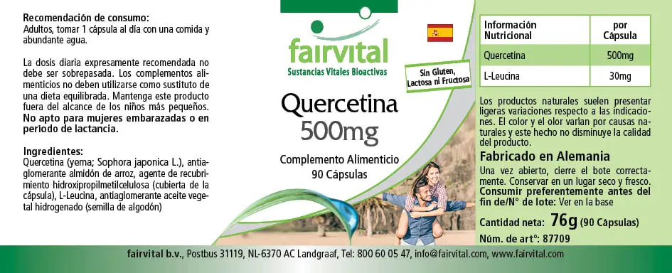 Quercetin 500mg - 90 Kapseln - Antioxidans - Hochdosiert und Vegan | Fairvital