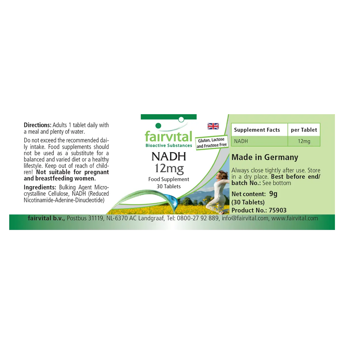 NADH 12mg - 30 Tabletten - Coenzym 1 - Hochdosiert und Vegan | Fairvital