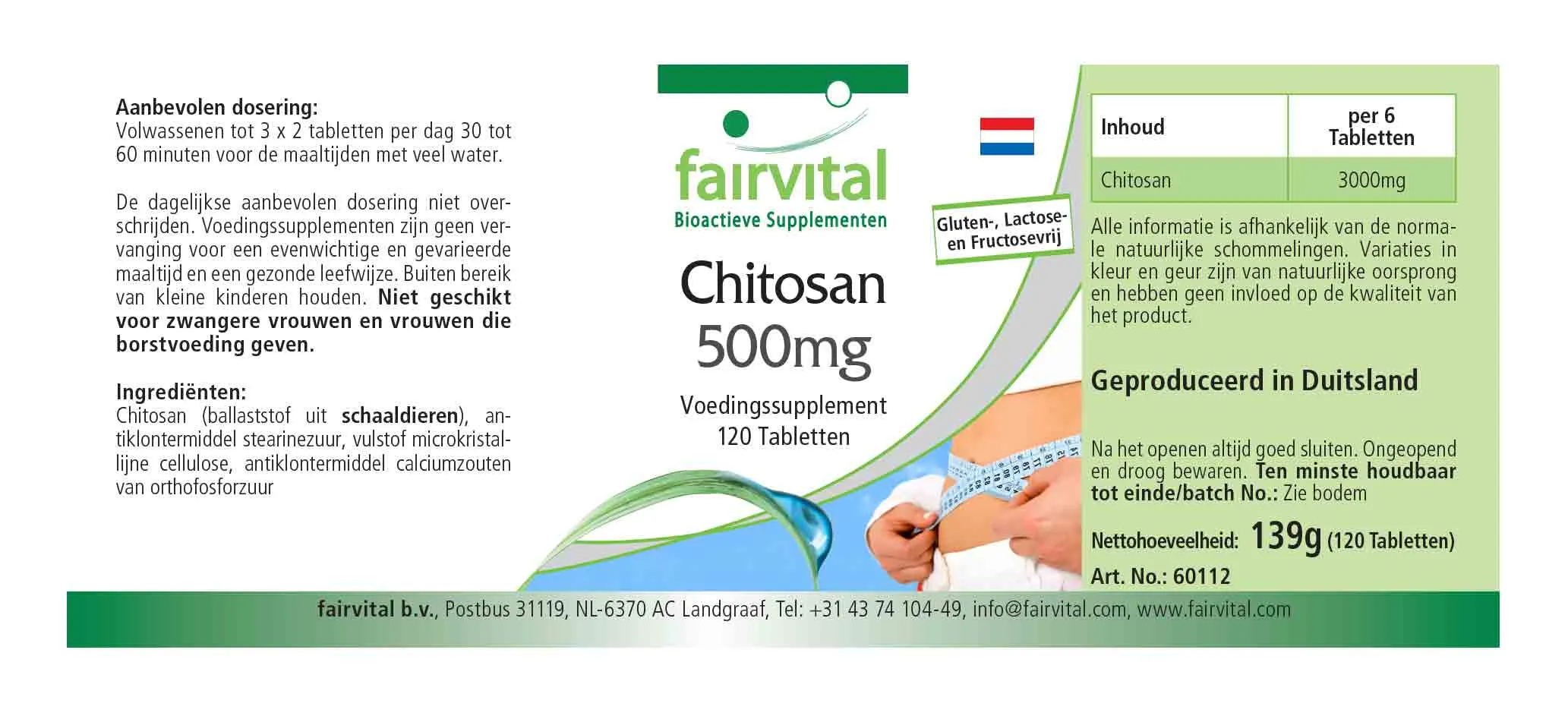Chitosan 500mg - 120 Tabletten - 3000mg pro Tagesdosis - natürlicher Ballaststoff - Hochdosiert | Fairvital