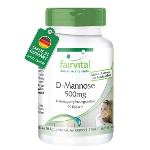 D-Mannose 500mg - 90 Kapseln - natürliches Monosaccharid - Hochdosiert und Vegan | Fairvital