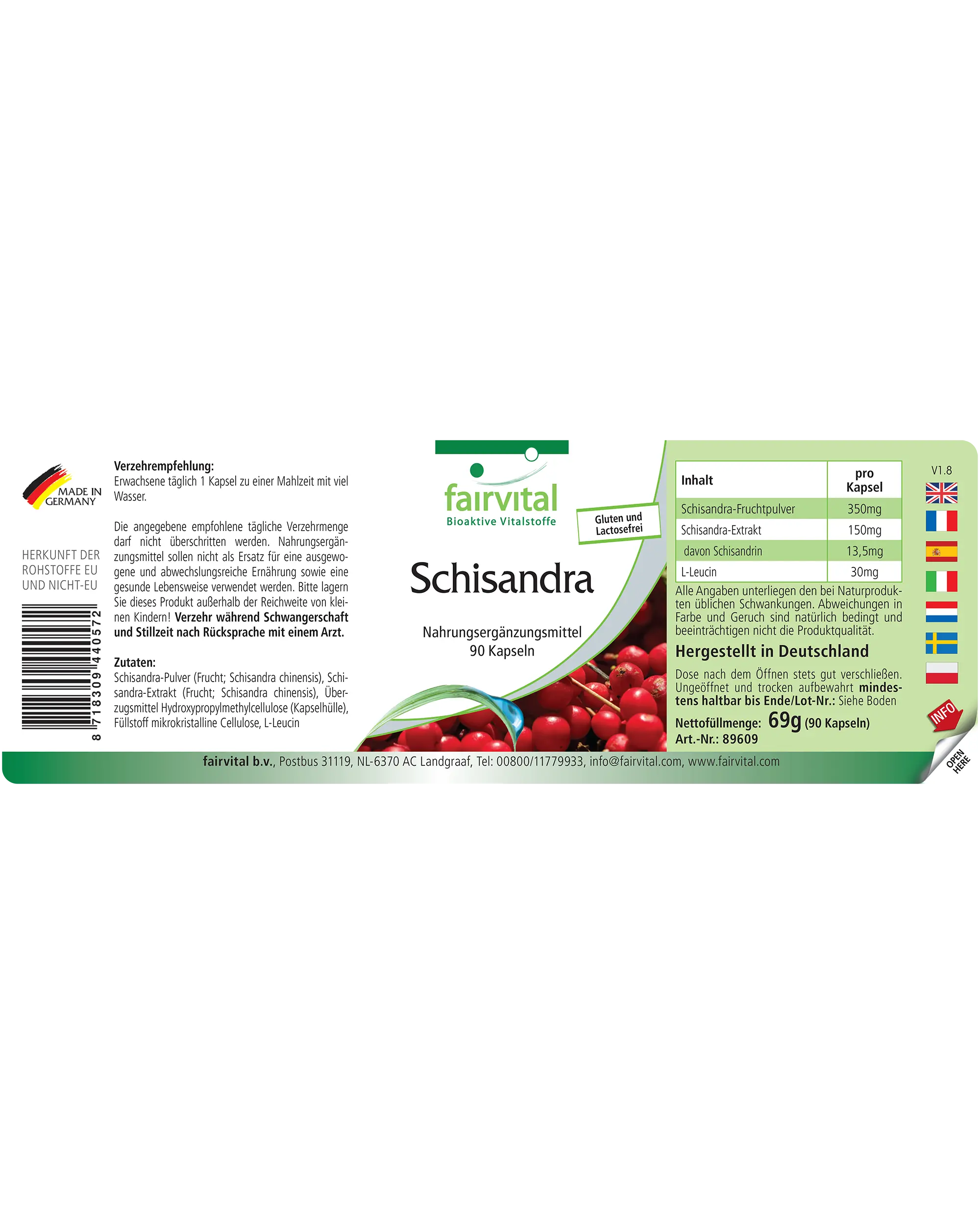 Schisandra -  90 Kapseln - Wu Wei Zi (Schisandra chinensis) - Hochdosiert und Vegan | Fairvital