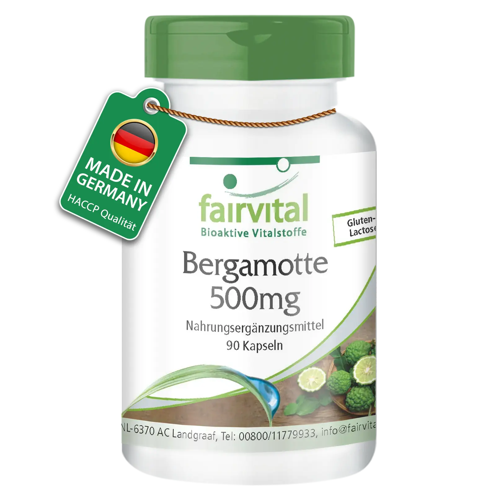 Bergamotte Extrakt 500mg - 90 Kapseln - 5-fach konzentriert - Hochdosiert und Vegan | Fairvital