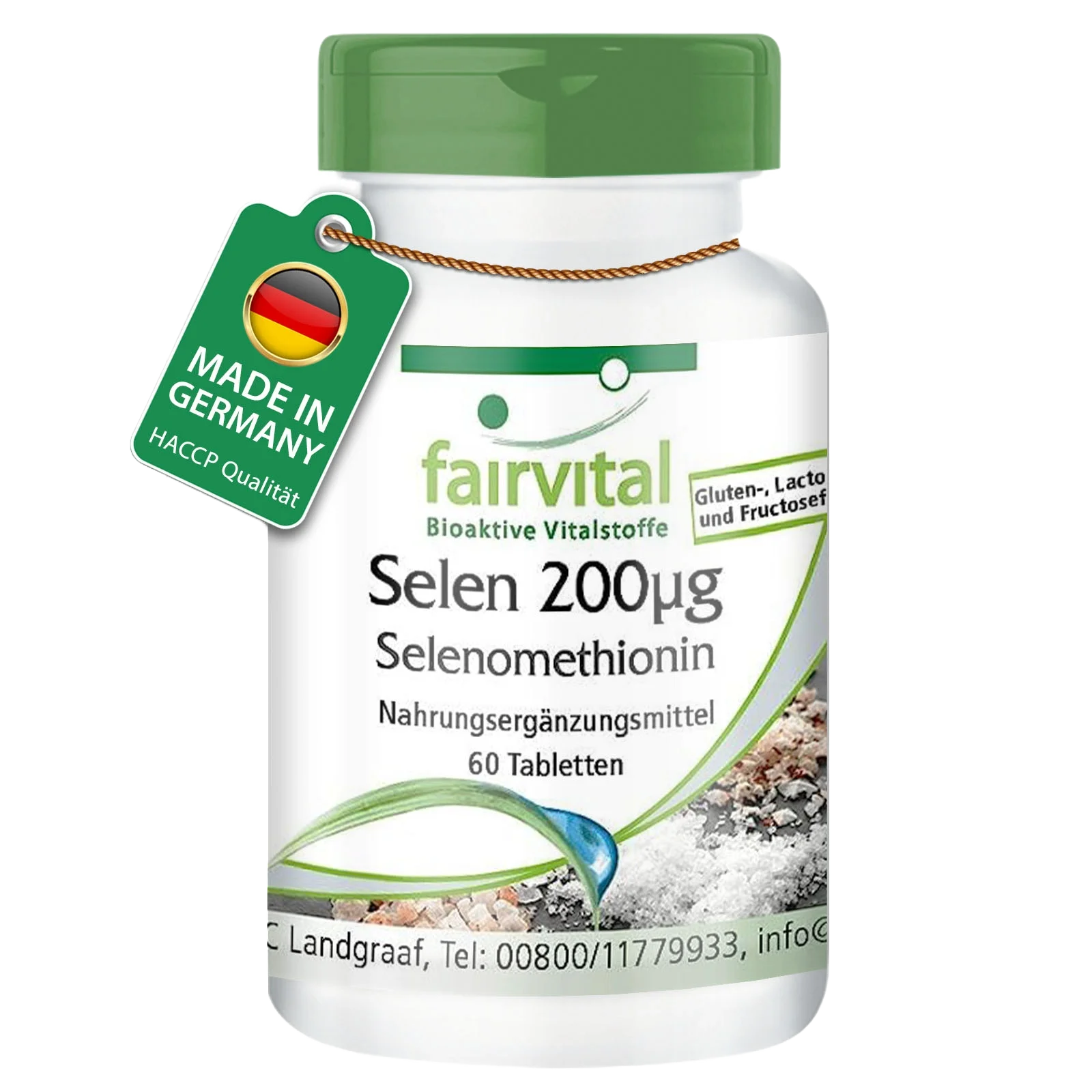 Selen 200µg Selenomethionin - 60 Tabletten - für Schilddrüse, Haare, Immunsystem - Hochdosiert und Vegan | Fairvital