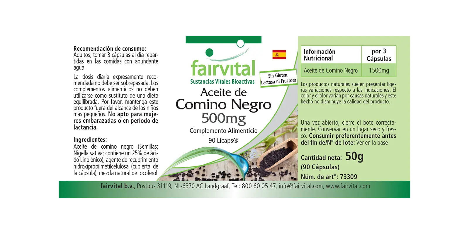 Schwarzkümmelöl 500mg Kapseln - 90 LiCaps® - Hochdosiert und Vegan | Fairvital