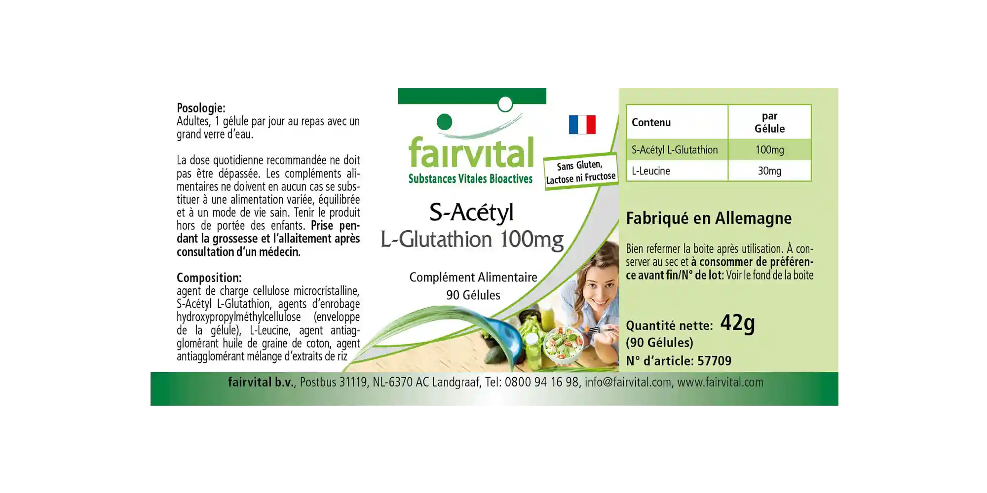 S-Acetyl L-Glutathion 100mg - 90 Kapseln - hohe Bioverfügbarkeit - Vegan | Fairvital