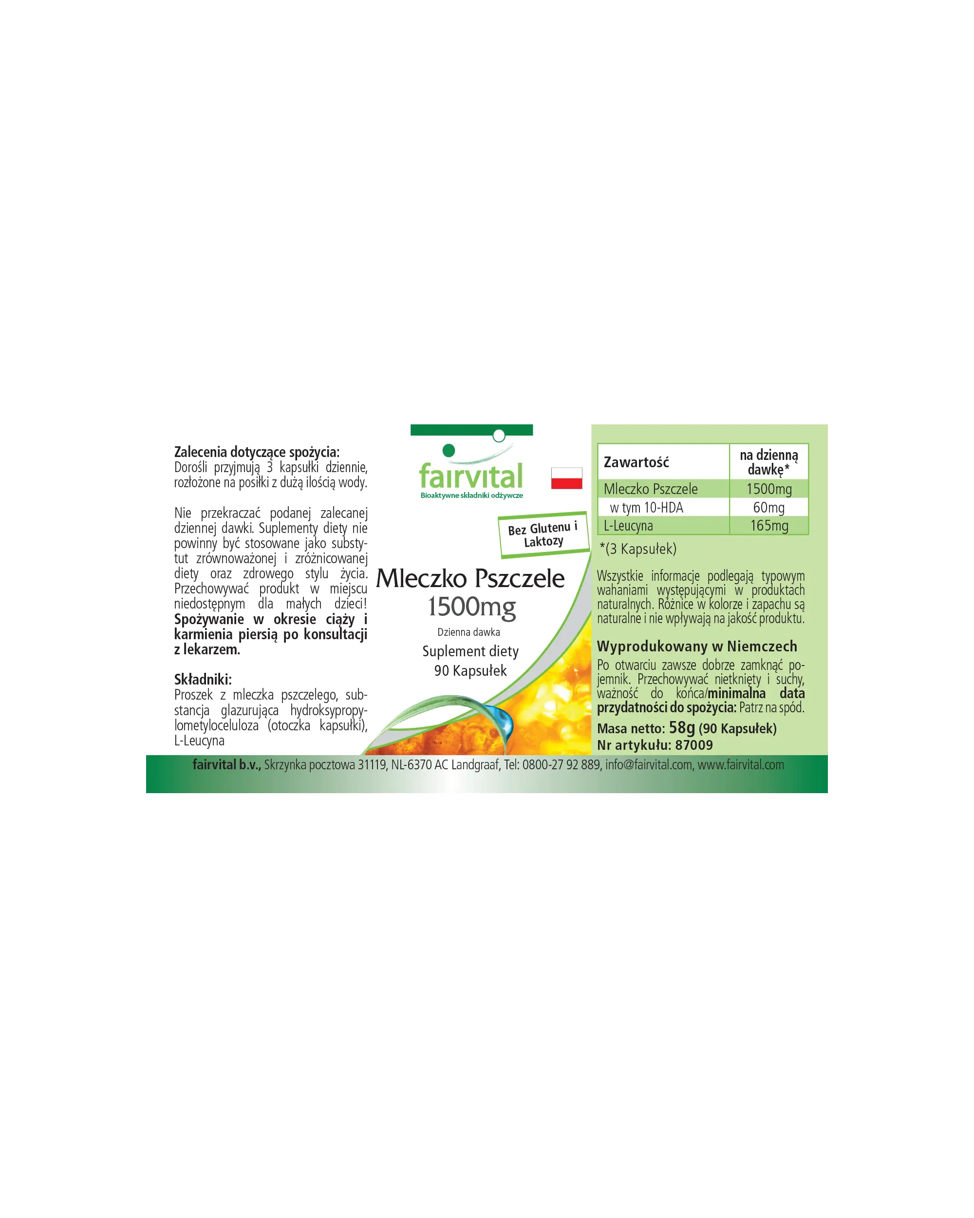 Gelee Royale 1500mg pro Tagesverzehr - 90 Kapseln - standardisiert auf 4% 10-HDA - Hochdosiert | Fairvital