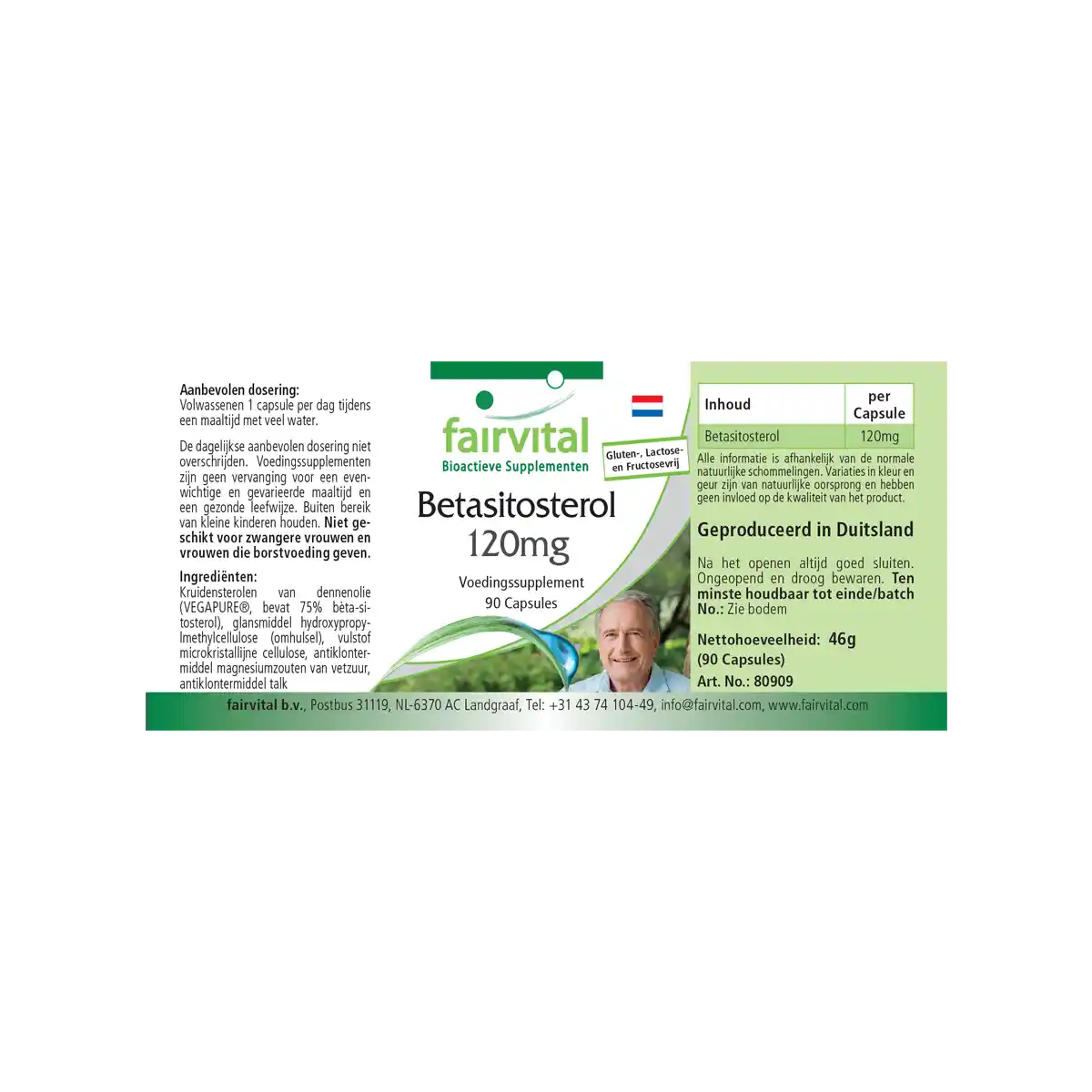Beta-Sitosterin 120mg - aus Kiefernöl - 90 Kapseln - Hochdosiert und Vegan | Fairvital