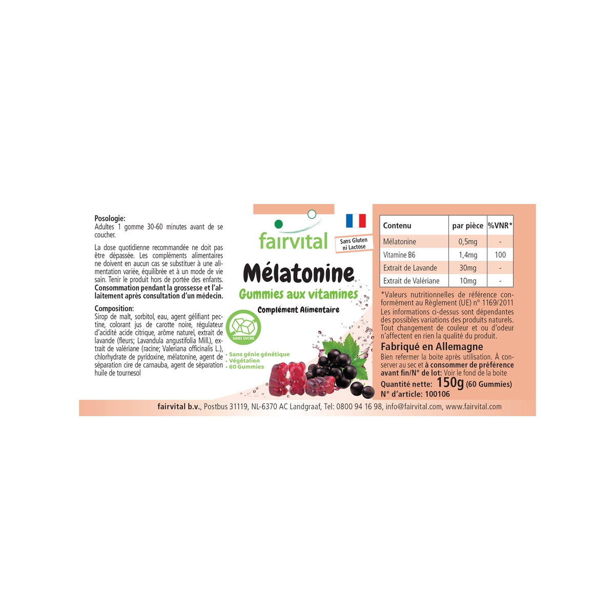 Melatonin 60 Gummies - zuckerfrei - Vegan | Fairvital