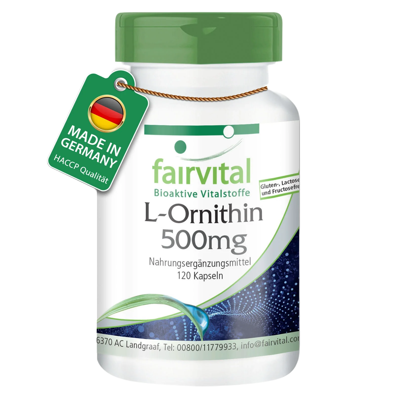 L-Ornithin 500mg  - 120 Kapseln - Hochdosiert und Vegan | Fairvital