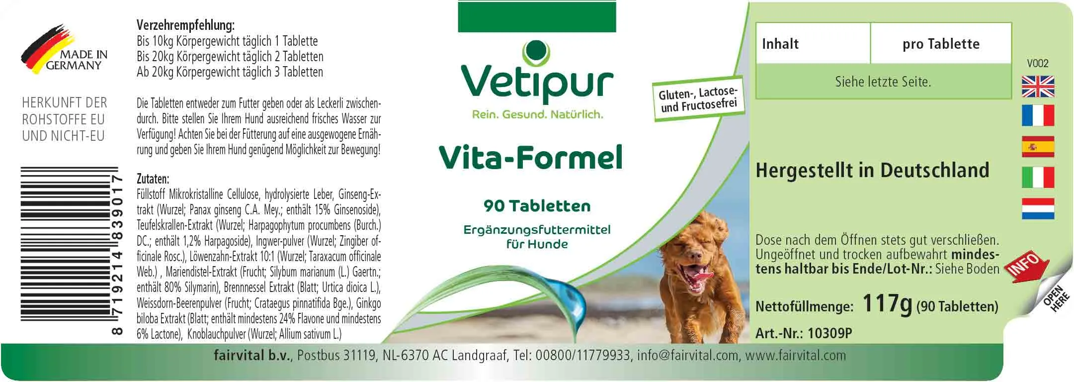 Vita Formula - 90 Tabletten für Hunde | Vetipur Vita Formula - 90 Tabletten für Hunde | Vetipur