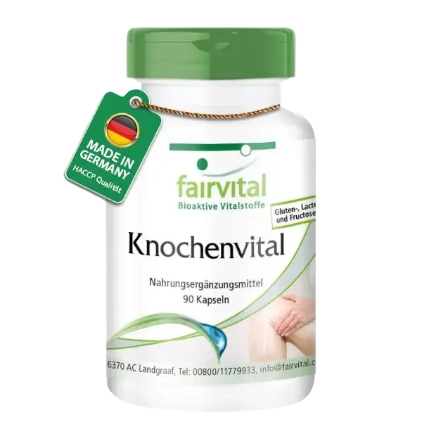 Knochenvital - 90 Kapseln - mit Calcium, Magneisum, Zink uvm. - für Knochen, Muskeln uvm. | Fairvital