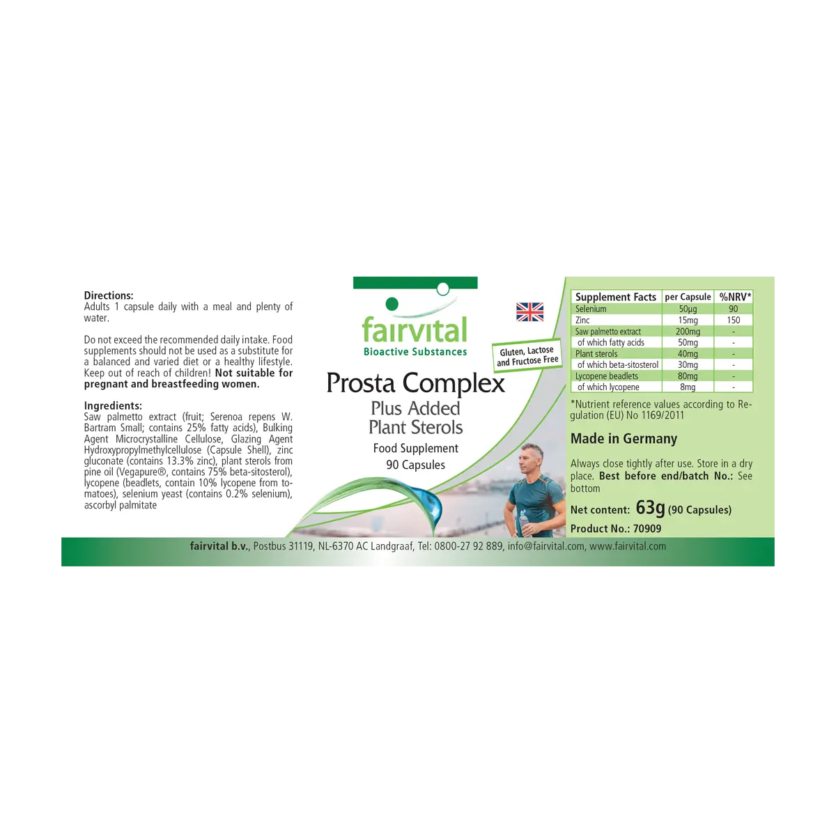 Prosta Komplex + zugesetzte Pflanzensterole - 90 Kapseln - mit Zink, Selen - für Immunsystem, Zellteilung uvm. | Fairvital