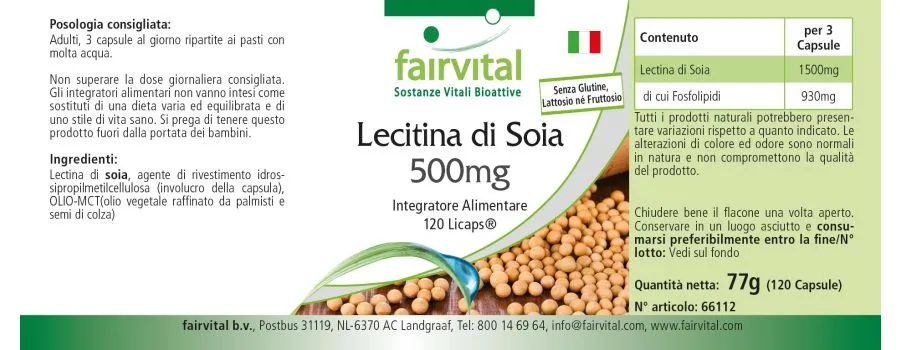 Soja-Lecithin 500mg - 120 LiCaps® - Hochdosiert und Vegan | Fairvital