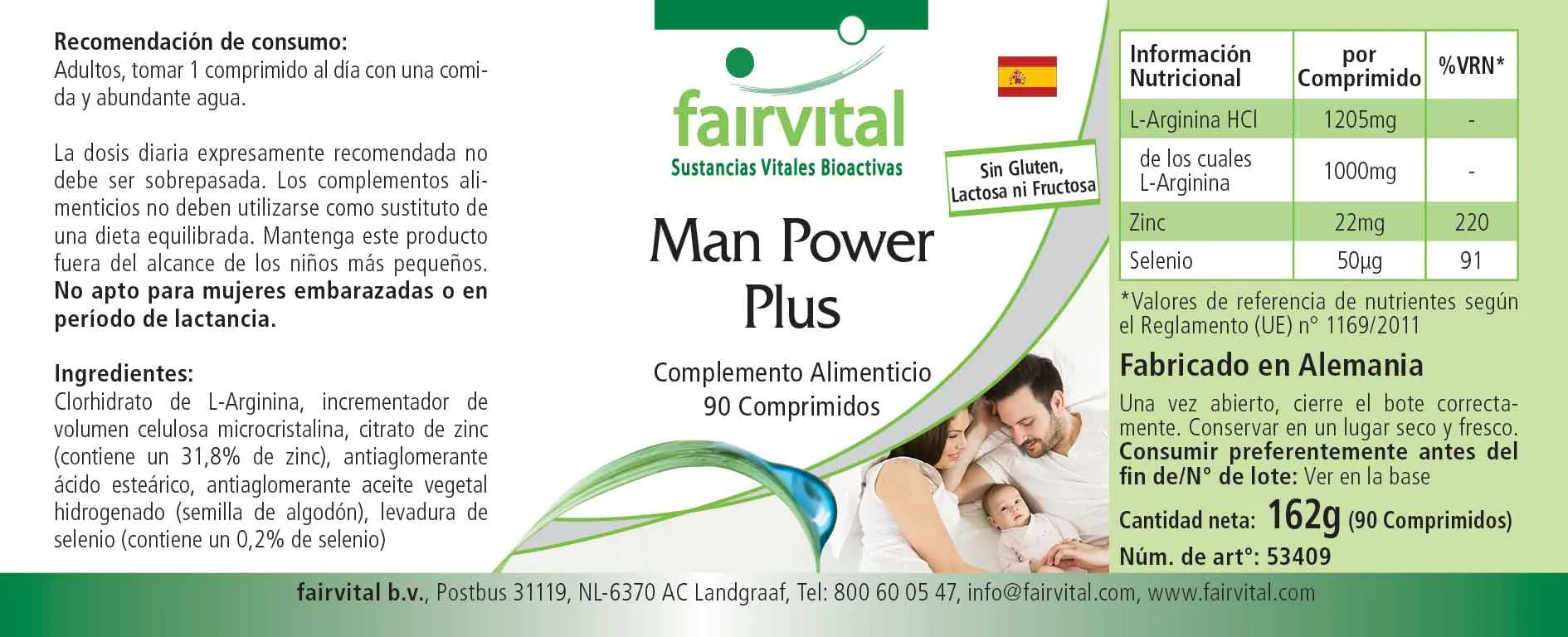 Man Power Plus - 90 Tabletten - mit Zink, Selen - für Haut, Haare, Schilddrüse, Sehkraft, Immunsystem uvm. | Fairvital