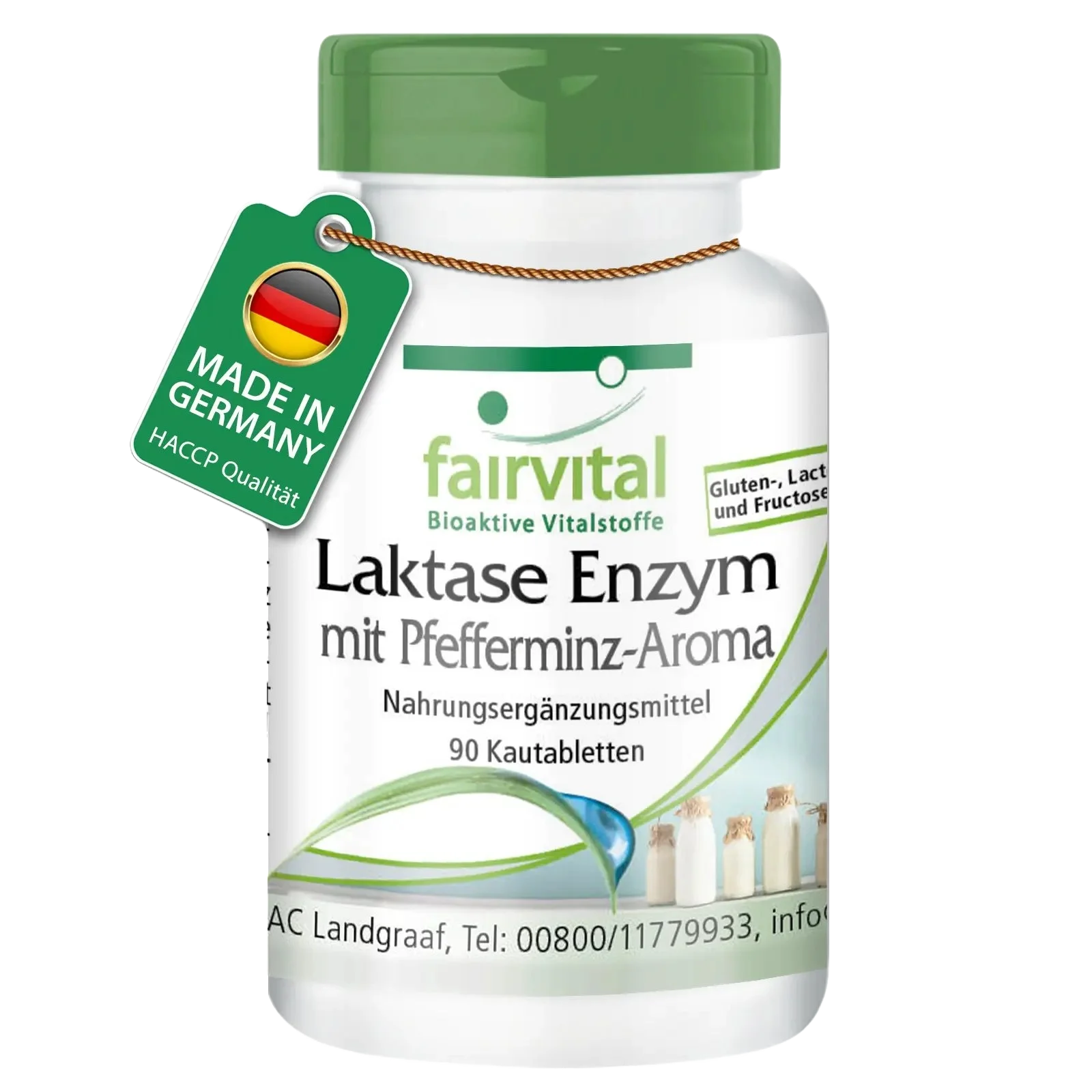 Laktase Enzym mit Pfefferminz Aroma - 90 Kautabletten - Hochdosiert | Fairvital