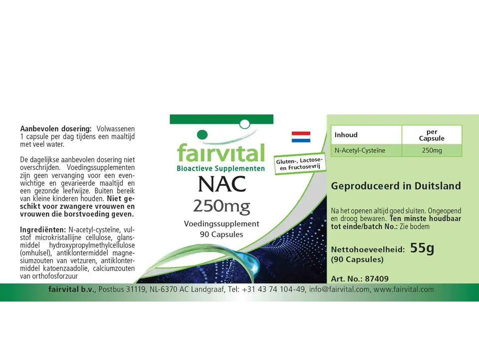 NAC 250mg - 90 Kapseln - N-Acetyl-Cystein - Aminosäure - Vegan | Fairvital