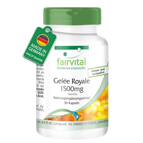 Gelee Royale 1500mg pro Tagesverzehr - 90 Kapseln - standardisiert auf 4% 10-HDA - Hochdosiert | Fairvital