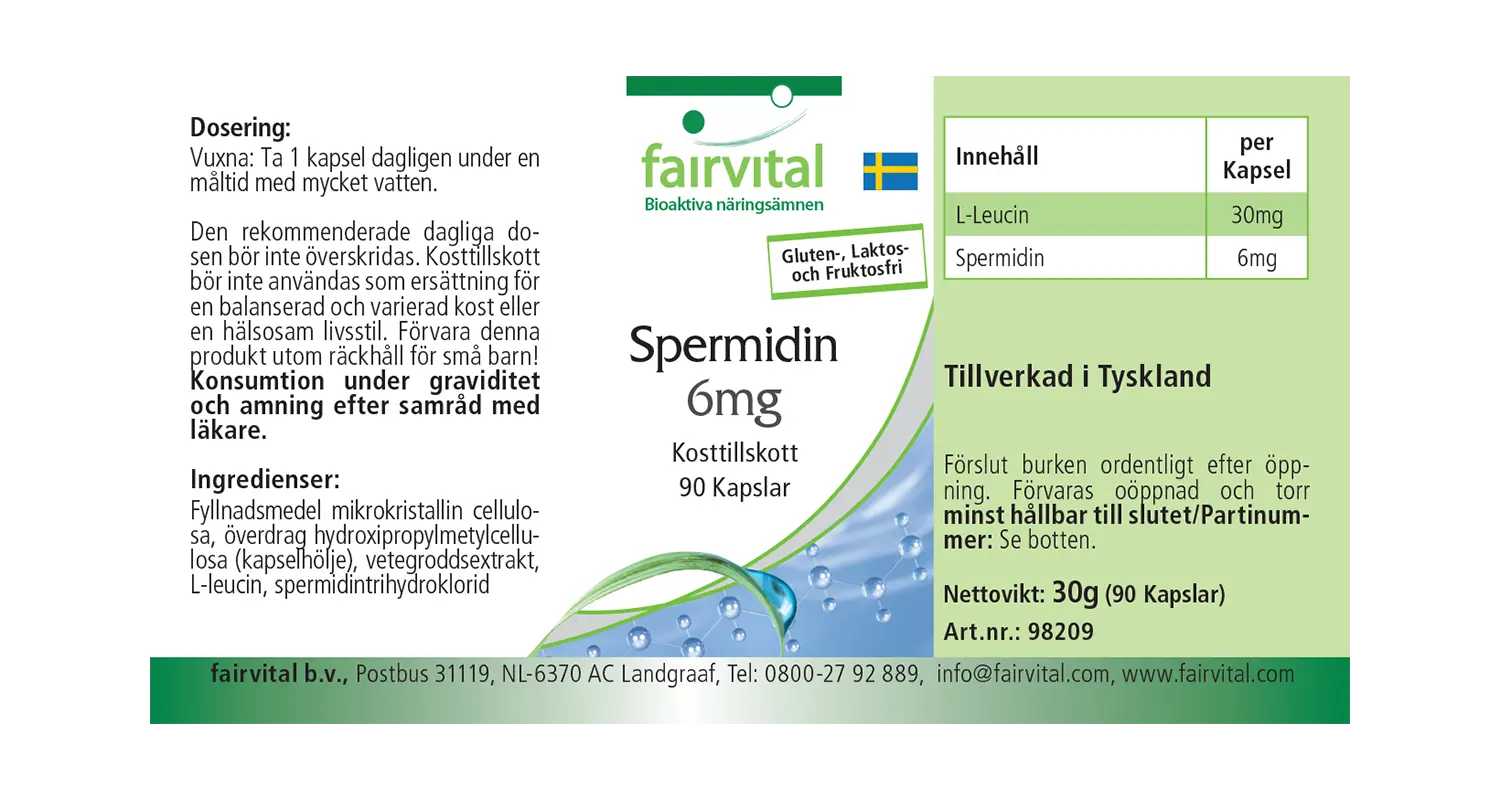 Spermidin 6mg - 90 Kapseln - aus Weizenkeimextrakt- hochdosiert - 100% vegan | Fairvital