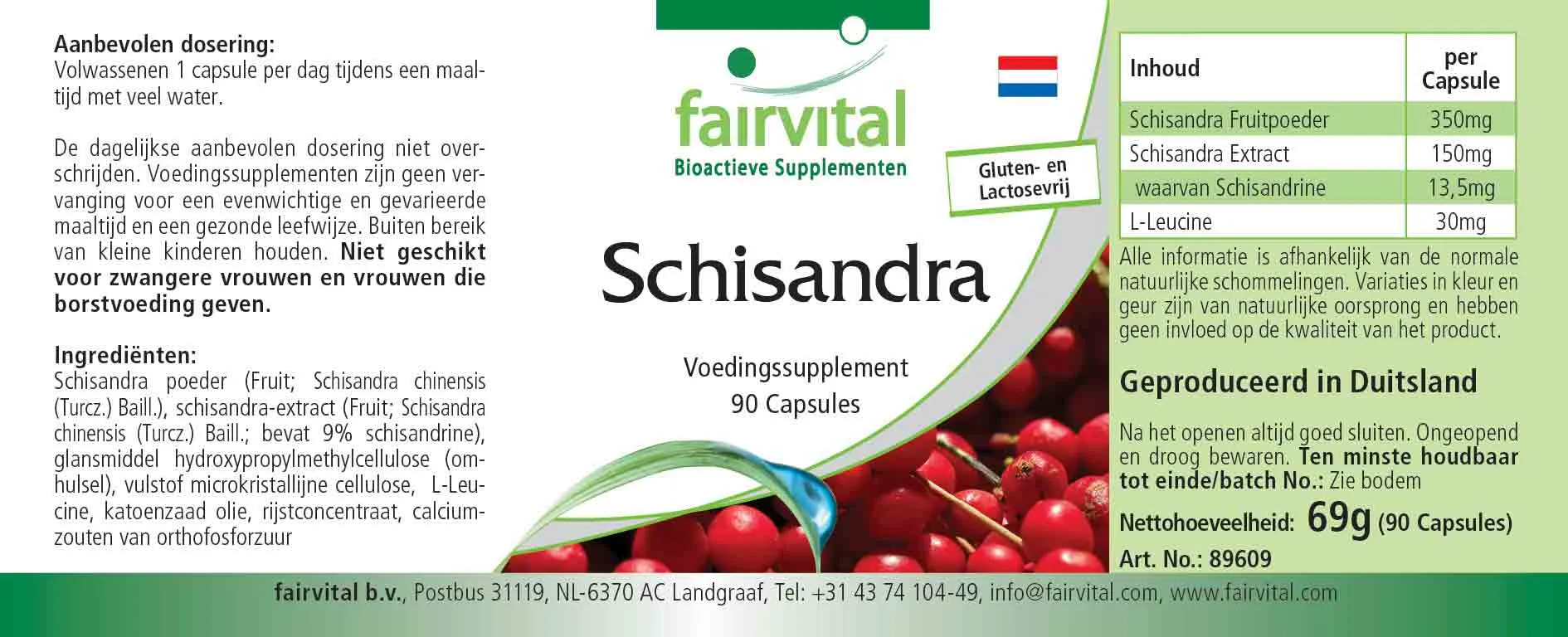 Schisandra -  90 Kapseln - Wu Wei Zi (Schisandra chinensis) - Hochdosiert und Vegan | Fairvital