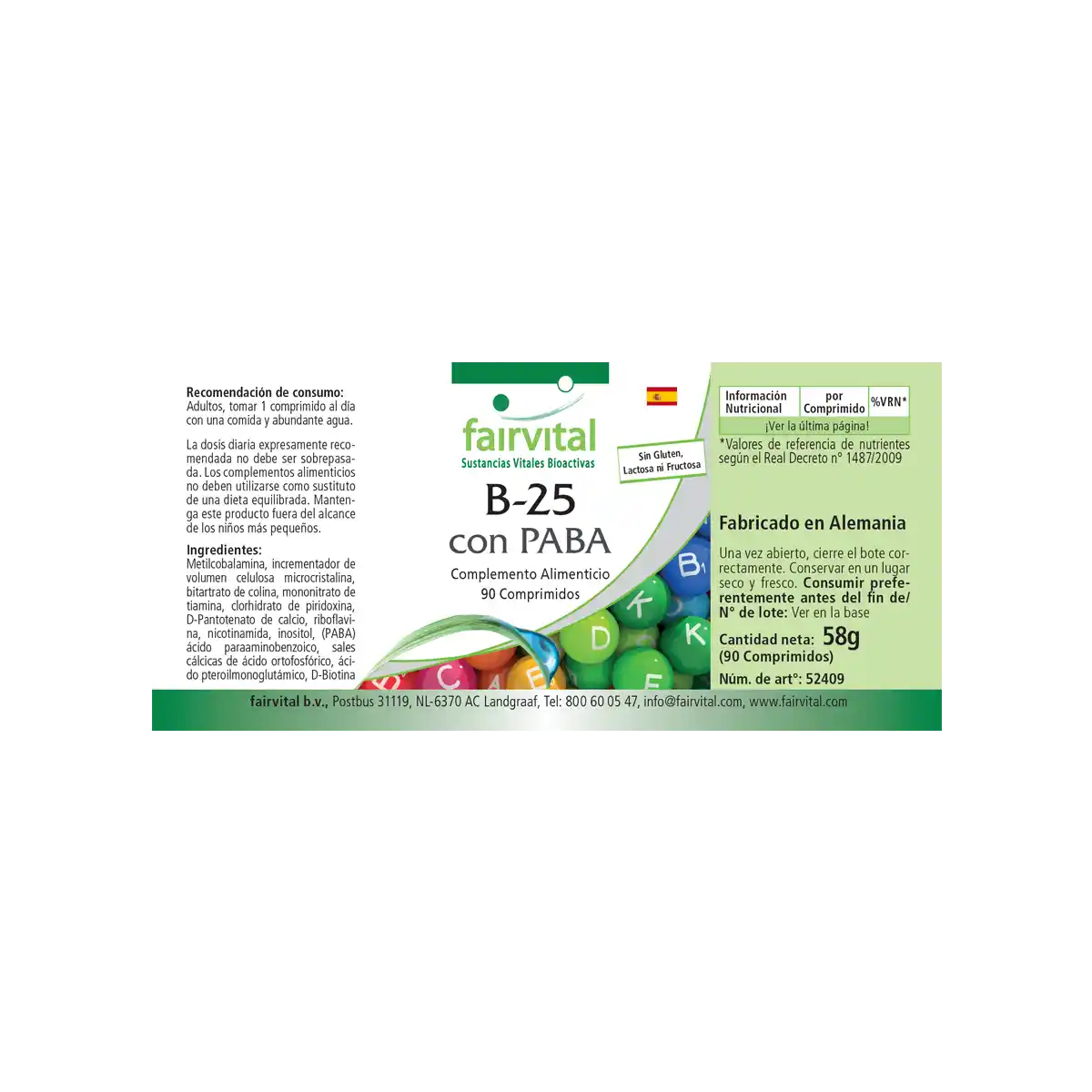 B-25 mit PABA - 90 Tabletten - mit Vitamin B-12, Cholin & mehr - für Leberfunktion, Immunsystem uvm. - Vegan | Fairvital
