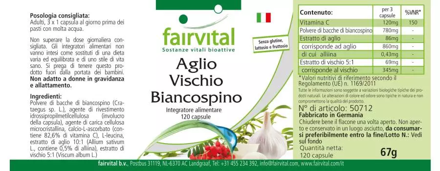 Knoblauch Mistel Weißdorn - 120 Kapseln - mit Vitamin C - für Immunsystem uvm. - Vegan | Fairvital