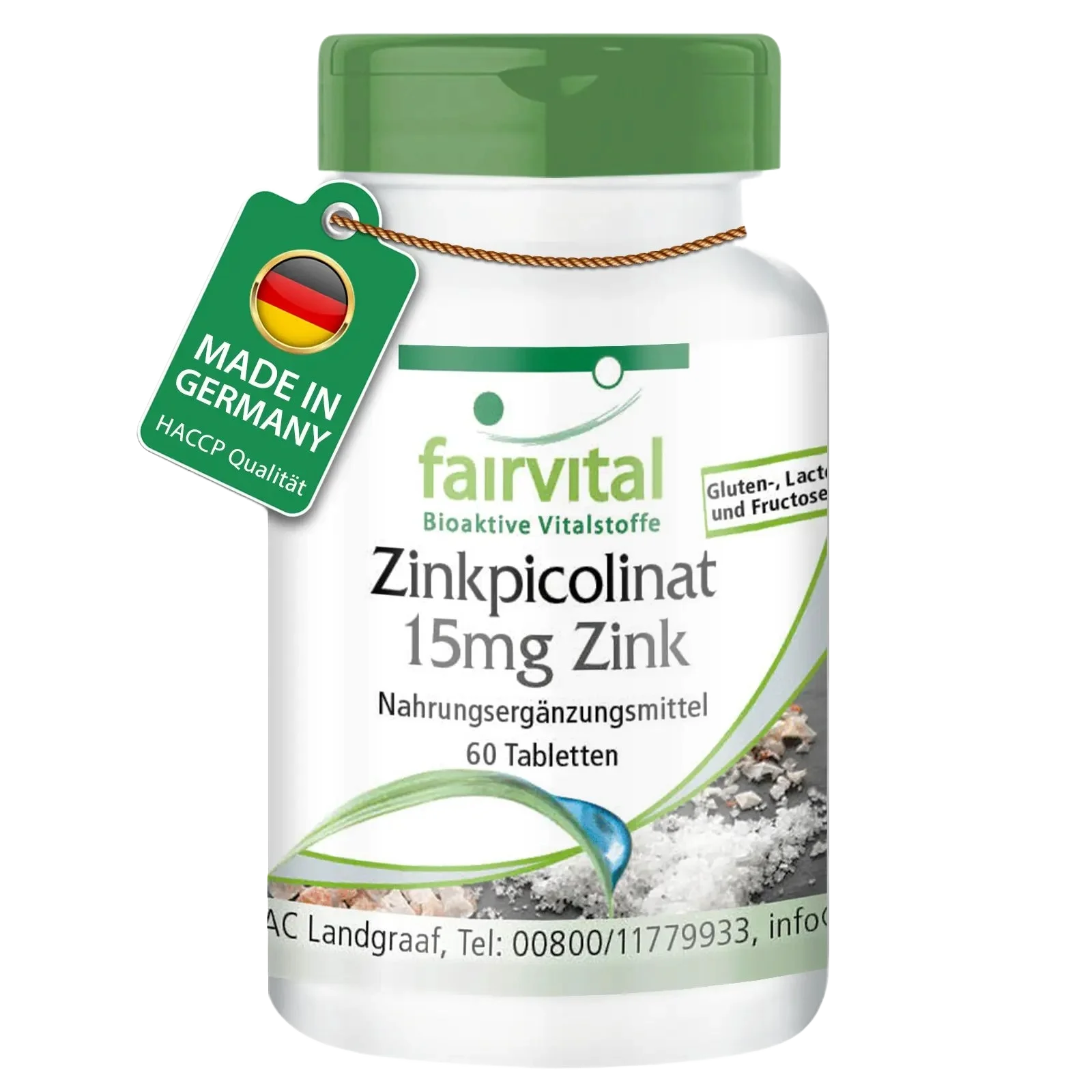 Zinkpicolinat mit 15mg Zink - 60 Tabletten - für Immunsystem, Sehkraft, Haare, Haut - Vegan | Fairvital