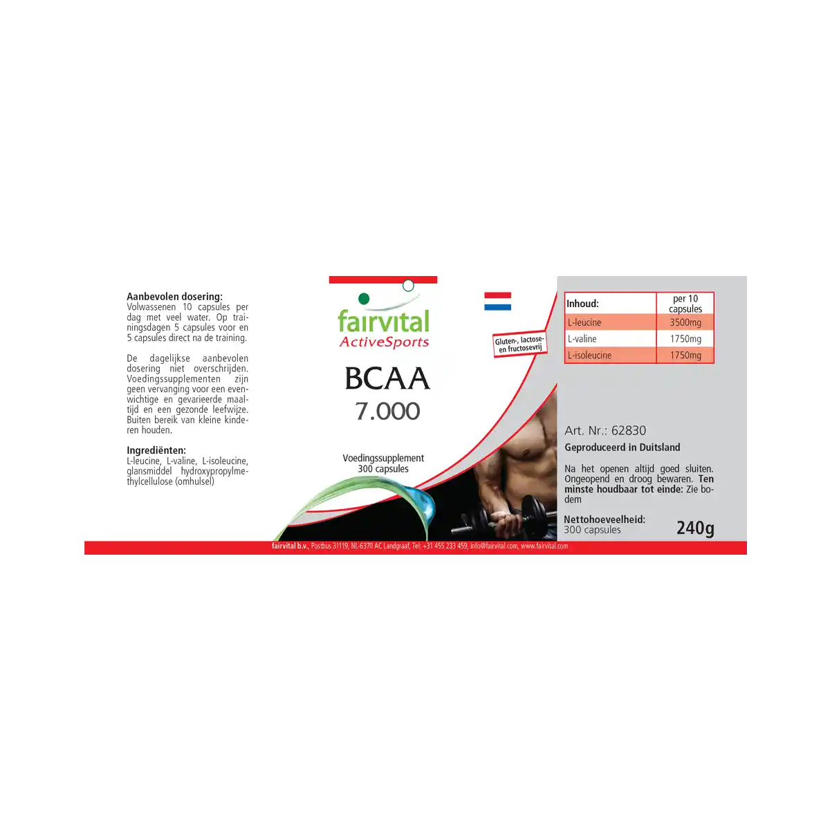 BCAA 7000 - essenzielle Aminosäuren mit Leucin, Valin und Isoleucin - 300 Kapseln - Vegan | Fairvital