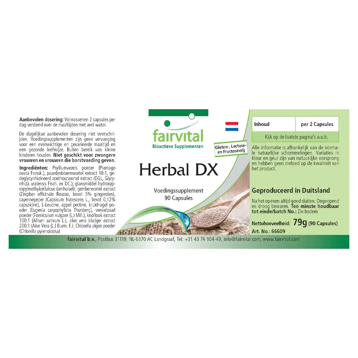 Herbal DX - 90 Kapseln - mit Flohsamenschalen, Löwenzahnwurzel-Extrakt,  Chlorella und mehr - Vegan | Fairvital