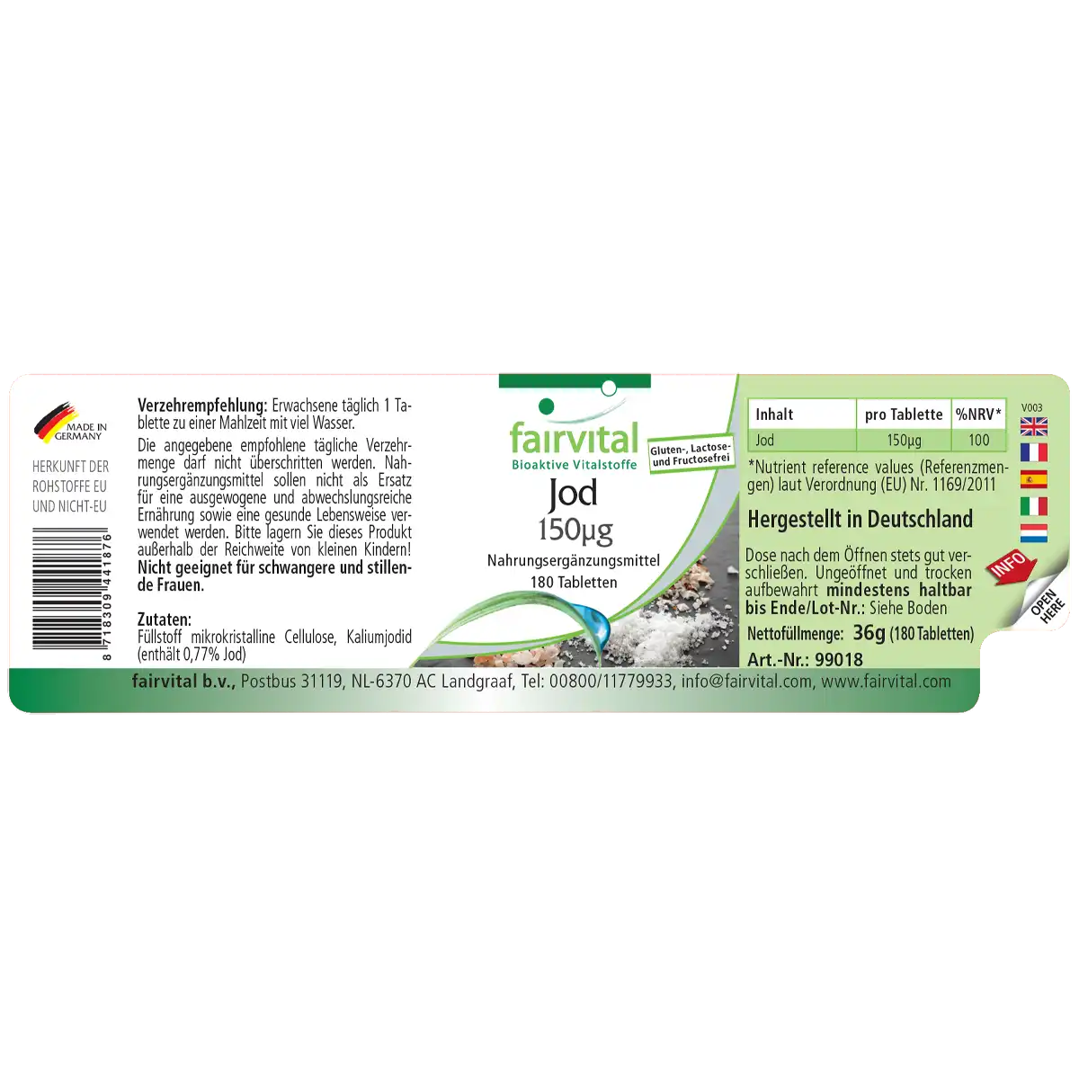 Jod 150 µg - 180 Tabletten - mit 150µg Jod pro Tablette - Hochdosiert und Vegan | Fairvital Jod 150 µg - 180 Tabletten - mit 150µg Jod pro Tablette - Hochdosiert und Vegan | Fairvital