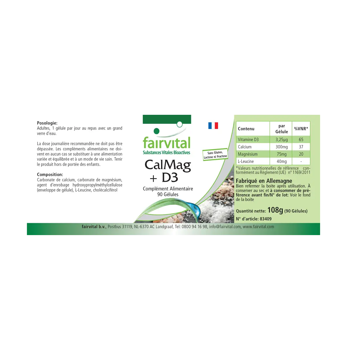 KalMag + D3 - 90 Kapseln - Calcium, Magnesium, Vitamin D3 - für Blutdruck, Muskeln, Knochen, uvm. | Fairvital