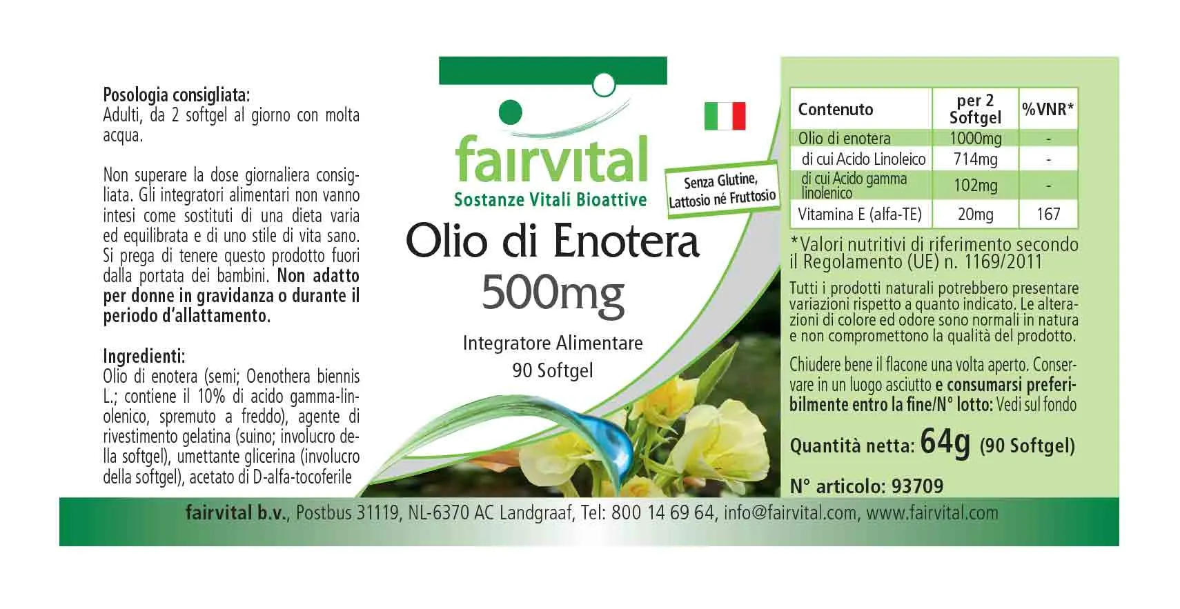 Nachtkerzenöl 500mg-120 Kapseln-Hochdosiert-Vegan | Fairvital