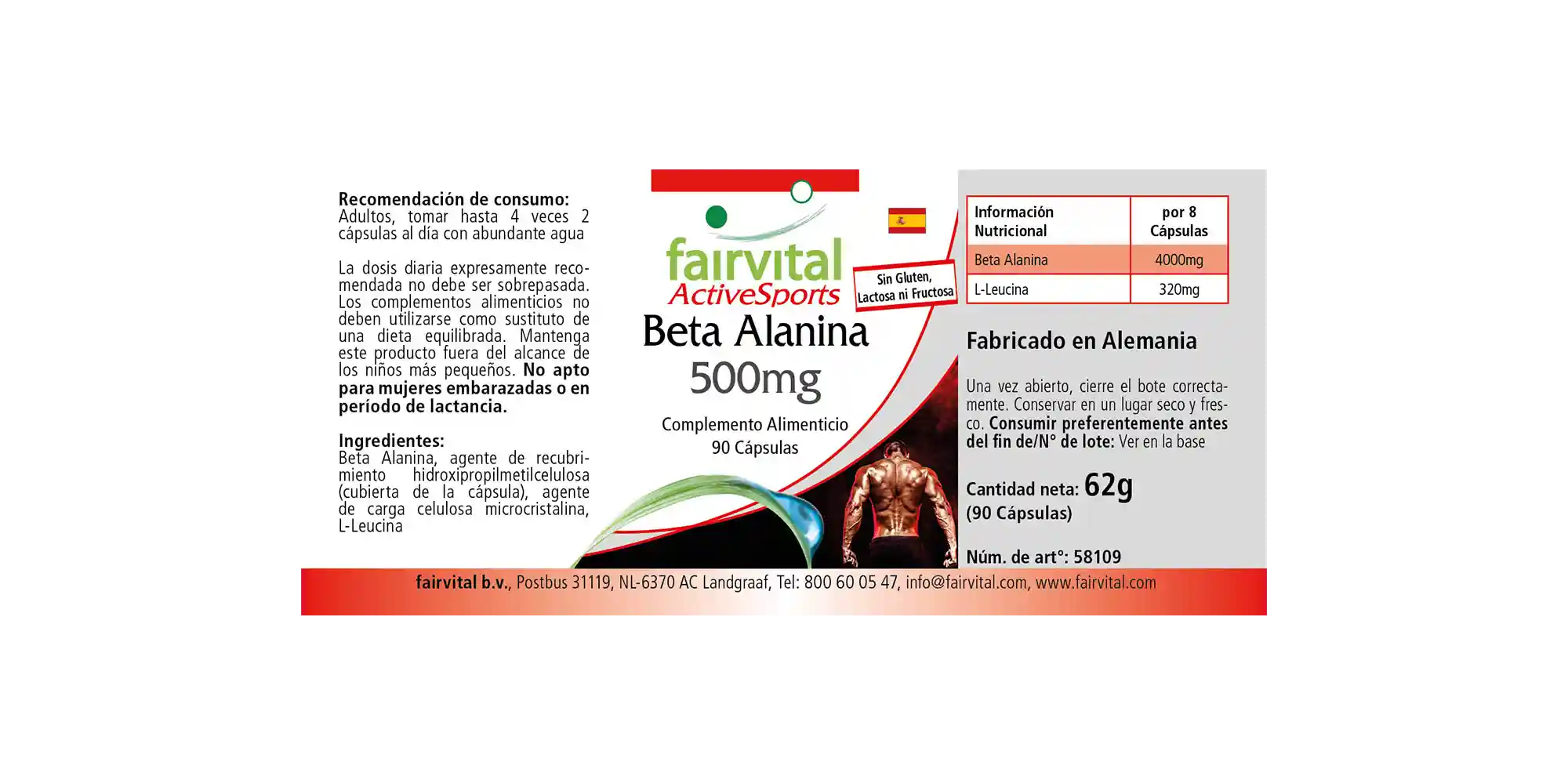 Beta Alanin 500mg - beliebte Aminosäure - 90 Kapseln - Hochdosiert und Vegan | Fairvital