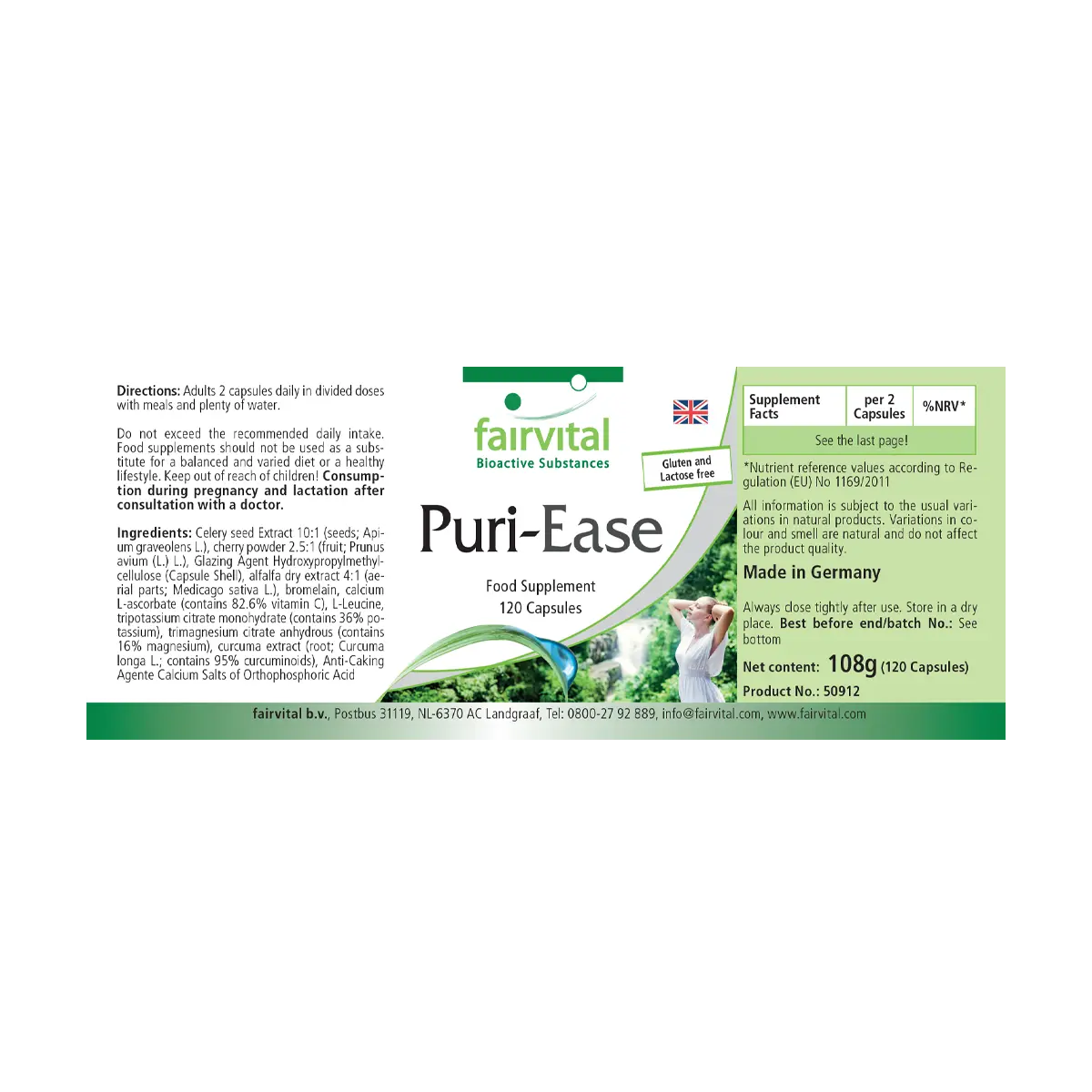 Puri-Ease - 120 Kapseln - mit Selleriesamen, Vitamin C - für Immunsystem, Nervensystem uvm. | Fairvital